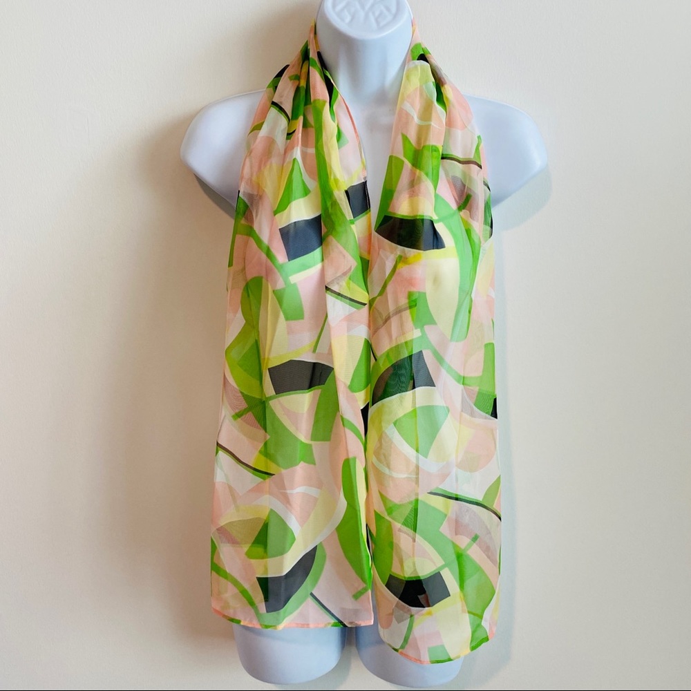 Vintage Sheer Multicolor Abstract Print Versatile Wear Scarf - Picture 8 of 15